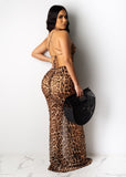 2021 sexy dress with leopard print lace bodice wrap dress