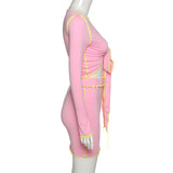 X00527V Phoenix New 2021 autumn/winter long sleeve printed T-shirt with covers hip trouser suit