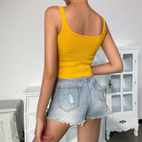 X00349M Best-selling 2021Ins sexy slim short tank tops backless splice button straps for women