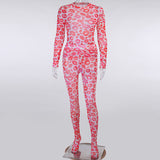 printed long sleeves personal style casual sexy suit