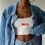 X00499S Baby label jumpsuit Crop Top Sleeveless Shirt Sexy Slim Lady Bralette Tops Strap Skinny Vest Camisole Women