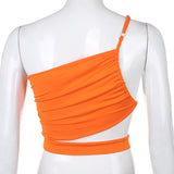 X01066C Sleeveless Strap Fashion Rave Festival Crop Tops Vest Cut-Out Sexy Backless Bustier Camisole Top Solid Underwear