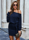 2020 Hot style long sleeved off-the-shoulder one-step dress casual women's dress in stock