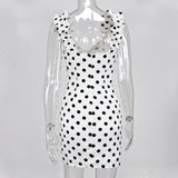 Elegant Polka Dots Sleeveless Mini Dresses 2020 Fashion Ruched Sexy Backless Straps Summer Sundress Holiday Dress