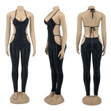 Phoenix sexy nightclub outfit backless jumpsuit New snakeskin wrinkle sexy suspender jumpsuit