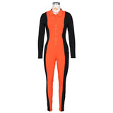 New arrival hot sale women jumpsuits+ Sexy high waist slim contrast color jumpsuit