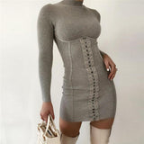 New 2021 European-American autumn/winter round neck and long sleeves and lace women dress