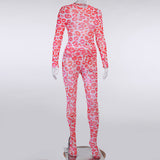 printed long sleeves personal style casual sexy suit