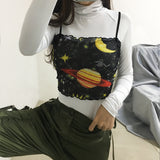 X00468S 2021 summer Digital print flower and wood ear sling T-shirt vest