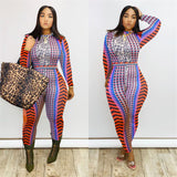 Phoenix Sexy jumpsuit tights Printed New leopard print multi-color jumpsuit Ethnic style printed long sleeve jumpsuit