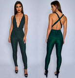 Off Shoulder Sexy Sparkle Jumpsuit Women Bodycon Bandage Long Pants Glitter Backless Party Rompers Womens Jumpsuits