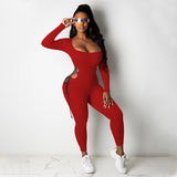 Workout Active Wear 2020 new solid-color leggings with long sleeves and tight jumpsuits for women