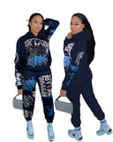 X00845S Phoenix 2021 autumn/winter new fashion print trend street sports hoodie suit two pieces