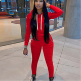 X00285L New arrival sport women two-piece set+Solid color hooded sweatpants suit