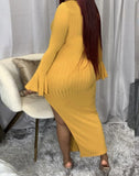 buttock sexy autumn dress Slit flared sleeve hole irregular dress full-length dress