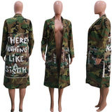 Phoenix Long style casual style European and American camouflage print cloth coat