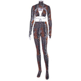 snake print crop top bra leggings with socks 3 pieces set women clothing sexy club party outfits matching sets