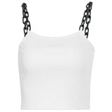 X00146M 2021 summer hot sale Chain strapless vest new solid skintight slim all-match top Sexy sweet High Street crop top