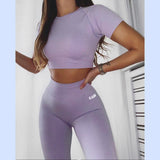 X01120C fitness tracksuit women letter print 2021 fashion 2 piece set skinny sport wear elastic hight playsuit female casual