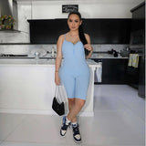 2020 Amazon new summer women's zipper sexy open back suspender sports one-piece women jumpsuit