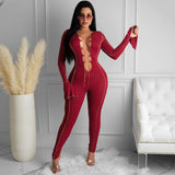 Sexy V-neck with flared sleeve jumpsuit