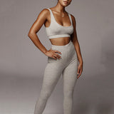 Sexy Two Piece Set Sleeveless Crop Top Tank And Long Pants Skinny Tracksuit Women Fitness Sportswear Slim Pencil Outfit