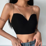 Sexy Summer Tops For Women Flash Drill Diamond Chain Temperament Wrapped Chest Tube Top Suspenders Elegant Female