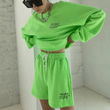 X00559M 2021 autumn fashion New women's casual hoodies with fluorescent monogram print suit