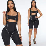 Skinny Jogger Fitness Hollow Sexy Jumpsuit Romper Playsuit Party Biker Shorts Jumpsuits Women's Clothing Bodycon Bodysuit