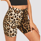 Fashion Leopard Print Women Snake Skin Fitness Summer Lady High Waist Casual Biker Shorts