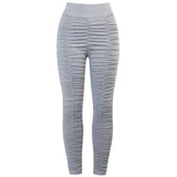 X01912C Fall Winter Ruched Sporty Stacked Leggings Women Mid Waist Casual Fashion Bodycon Pencil Pants Skinny Grey Long Trousers