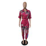 Sexy alphabet printing hot selling speaker package jumpsuit Casual loose fitting suit in stock