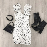 Fashionable Summer 2020 High Quality Dress Polka Dot Pleated Strapless Strap Sexy Dress Women