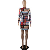 hot sale dresses Colorful printed street dresses geometric print dress