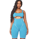 Skinny Jogger Fitness Hollow Sexy Jumpsuit Romper Playsuit Party Biker Shorts Jumpsuits Women's Clothing Bodycon Bodysuit