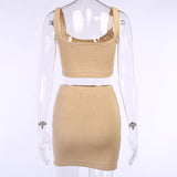 X00156L 2021 new Two-piece set with coarse woven condole belt vest and skirt+Running vest fashion versatile suit