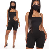 2020 Women's new sexy suspenders short hollowed-out sports jumpsuit