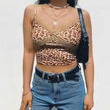 X00531S leopard Sleeveless Sexy Backless Lace Up Summer Crop Tops Vest Bustier Camisole Top Fashion Mini Tanks Solid Underwear