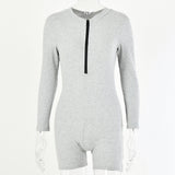 Black Gray Ribbed Bodycon Playsuit Women Jumpsuit Active Wear Sexy Club Cotton Romper Jumpsuits Biker Shorts