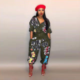 Sexy alphabet printing hot selling speaker package jumpsuit Casual loose fitting suit in stock