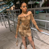 Sexy snake-print jumpsuit skirt suit hot seller for women's club Tight skirt