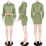 X00275L 2021 new arrival women two-piece set+Sexy hoodie with solid color skirt suit