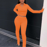 X00296L New arrival women two-piece set+Two piece casual sport with slit at the bottom of fashionable trousers