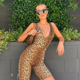 Leopard Jumpsuit Tiger Fitness Biker Playsuits Sexy Fashion Rompers Womens Jumpsuits Skinny Summer Slim