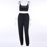 X00226L Fashion street snap sport suit tank top pencil trousers two-piece set