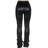 X01622C Phoenix Basic Black Pencil Pants Autumn Winter Stacked PU Leather Skinny Tights Trousers 2021 Hot Fashion Clothing