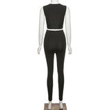 X01357C The new 2021 fall fashion women's fashion sexy deep V tight sports suit