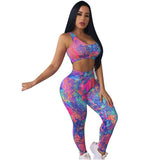 X00494S 2021 tie dye New women's high-waisted buttock sports casual suit