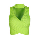 X00402M Sexy leaky top knit vest sleeveless short T-shirt blouse Hot style knit top vest for ladies