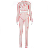 X01135S womans 2 piece set New round stand collar open-waist long-sleeved T-shirt and hip-lifting jumpsuit